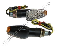 Picture of Semnale moto universale (brat lung) cu LED - negre cu geam clar