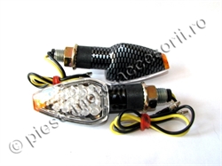 Picture of Semnale moto universale (brat scurt) cu LED - imitatie carbon cu geam clar